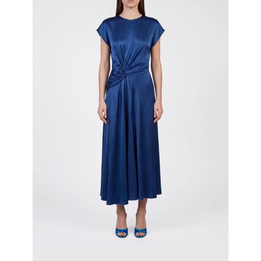 Aria Asymmetrical Ruched-Waist Midi Dress Victoria Victoria Beckham